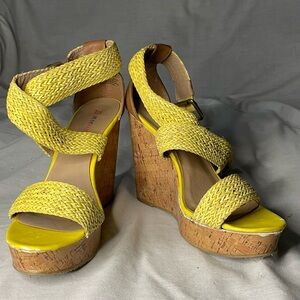Just Fab Yellow Wedge Sandals - Women